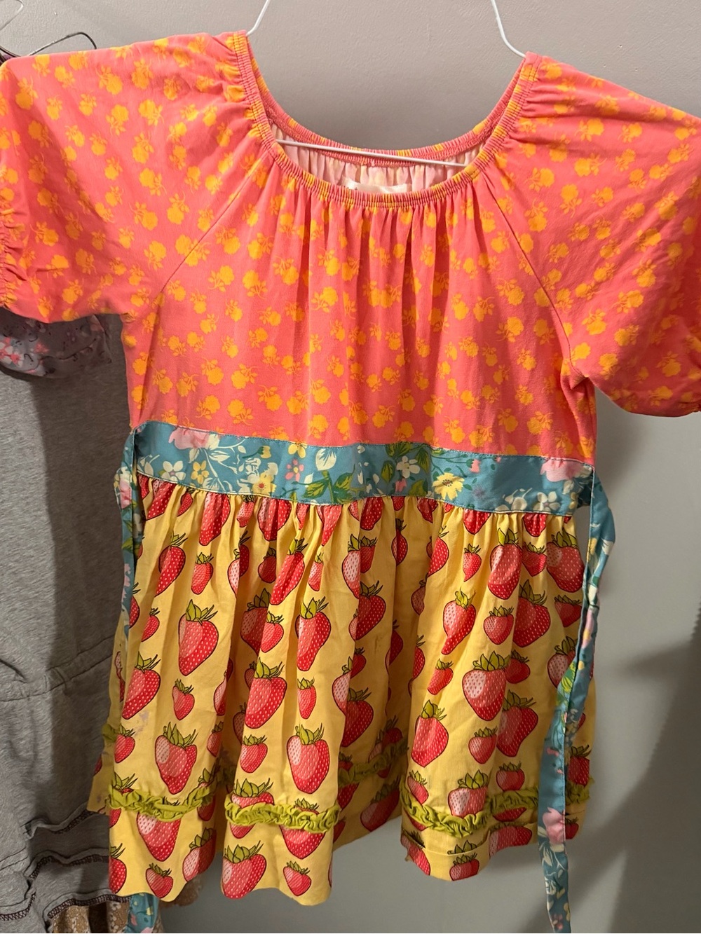 Matilda Jane Pink & Yellow Strawberry Tiered Cotton Tunic